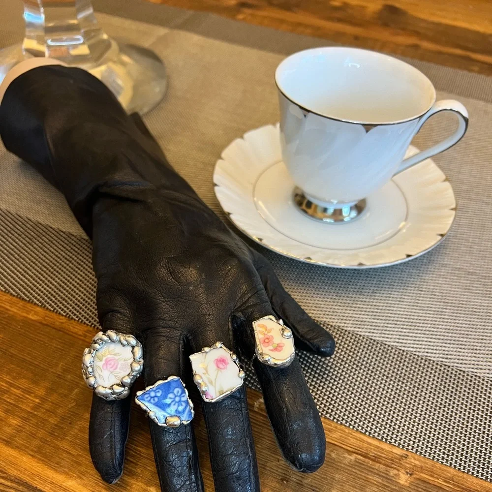 Broken China Rings Artisan Crafted Made from Fragments of Your family’s heirloom - Picture 16 of 17